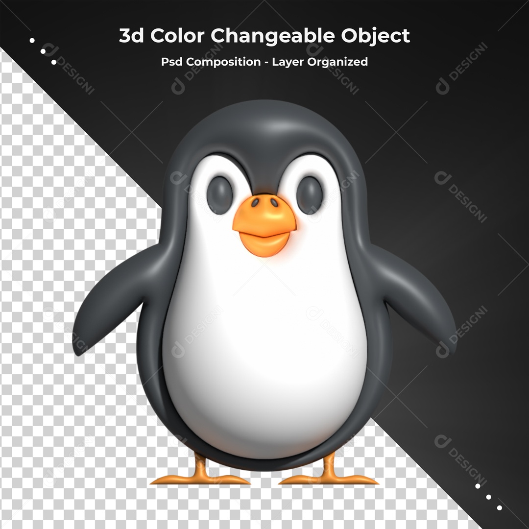 Pinguim Elemento 3D Para Composição PSD