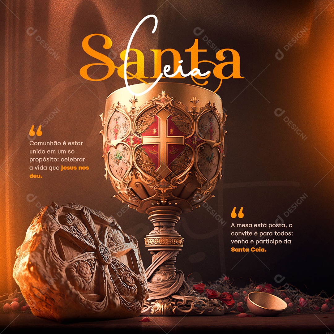 Comunhão é Estar Unido Em Um Só Propósito Santa Ceia Gospel Social Media PSD Editável