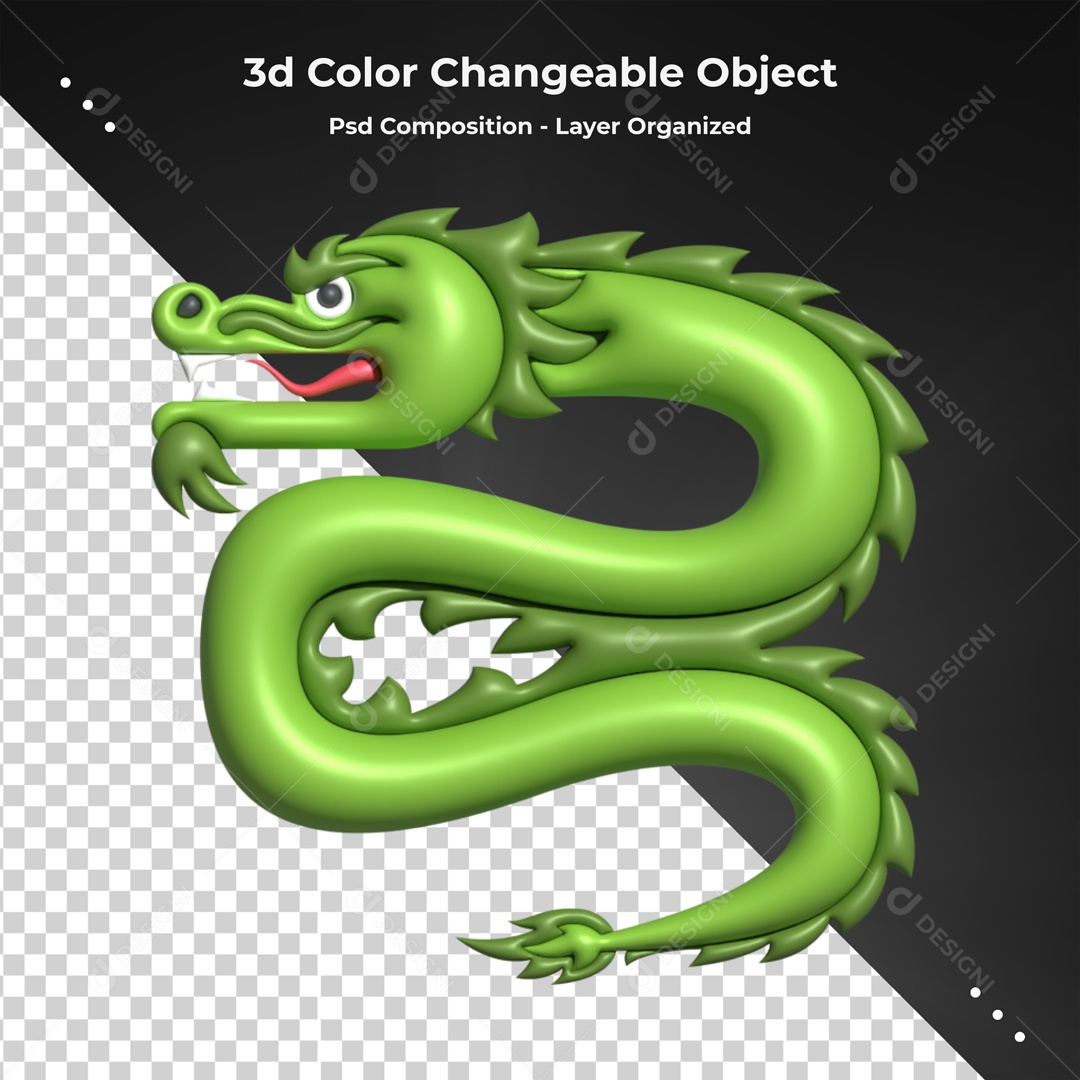 Elemento De Dragão Verde Para Composição PSD