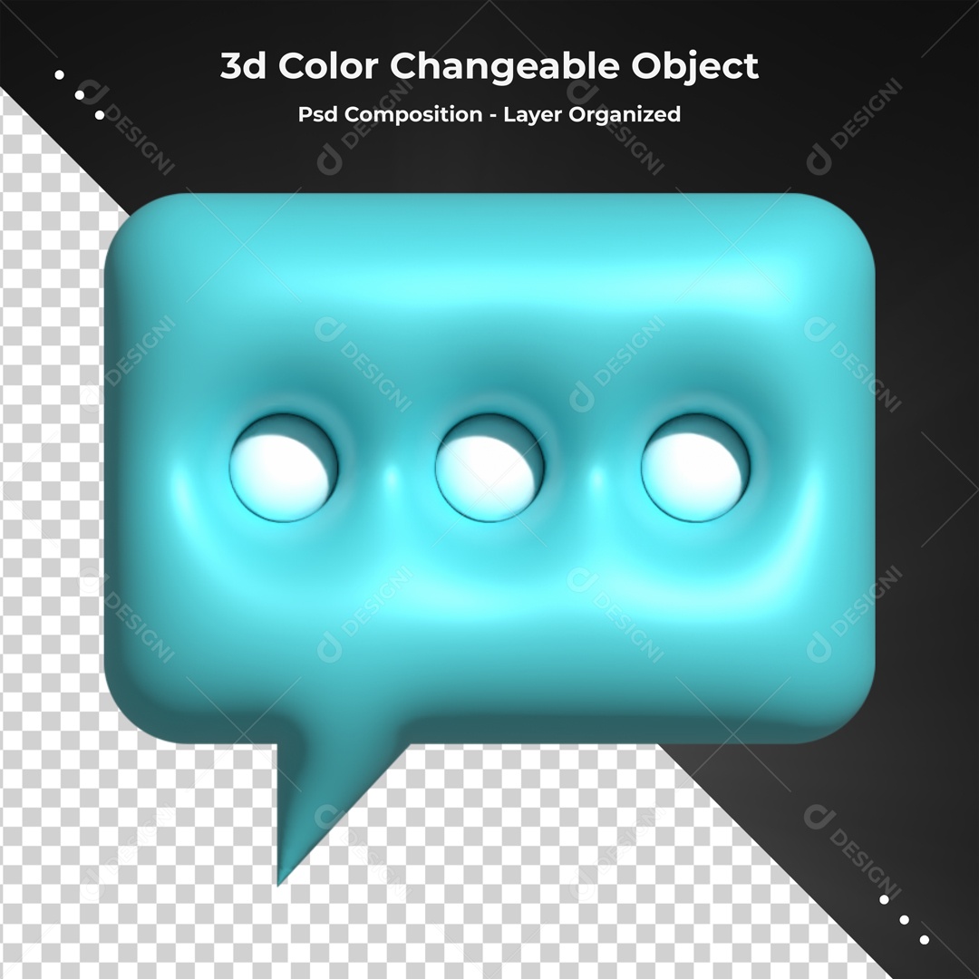 Icone De Mensagem Azul Elemento 3D PSD