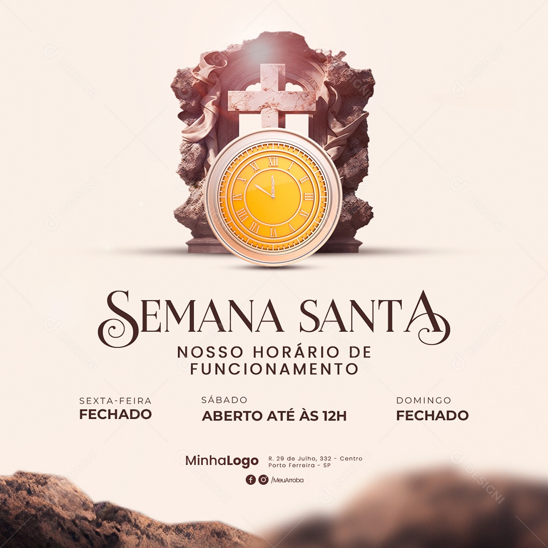 Semana Santa Nosso Horário De Funcionamento Social Media PSD Editável