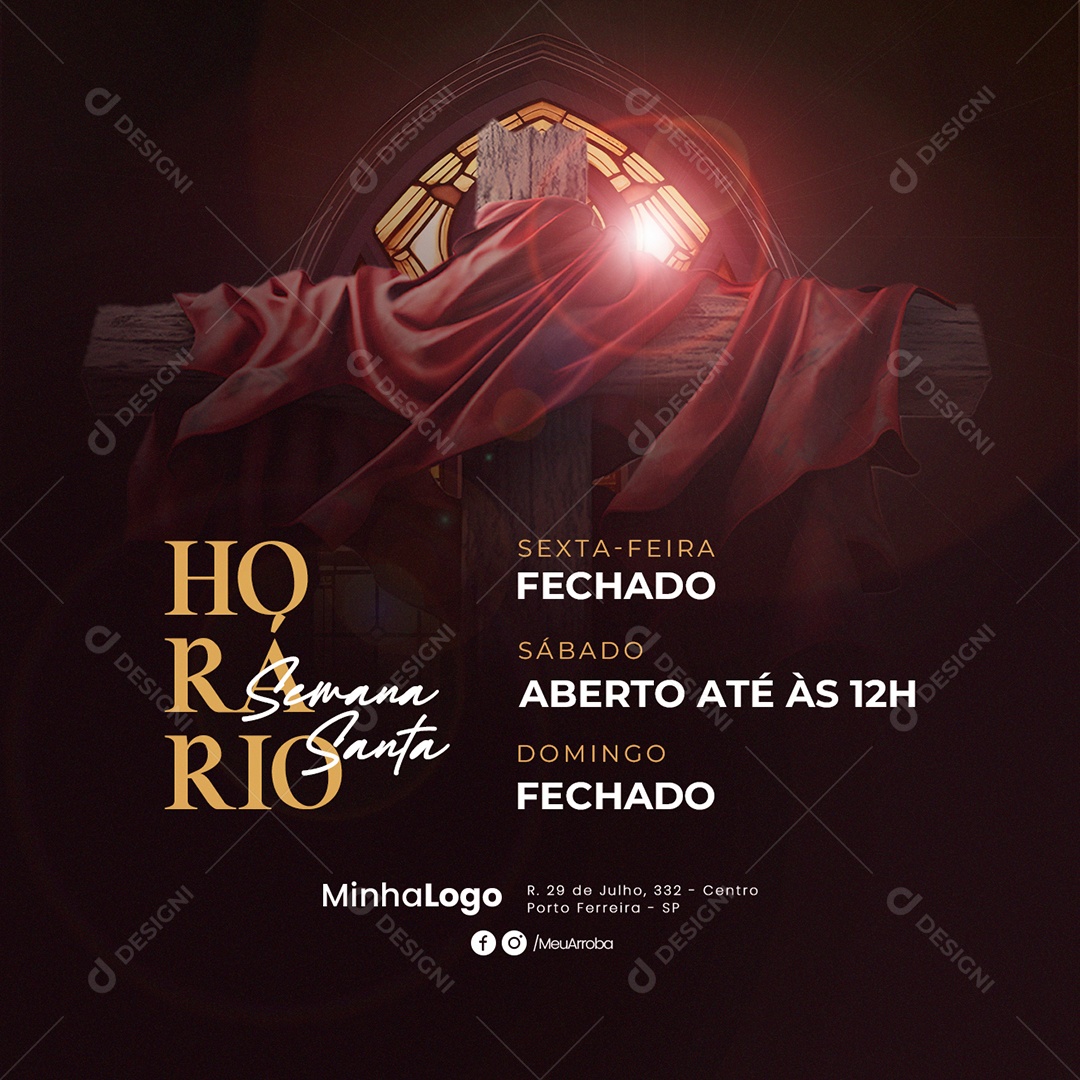 Horário Semana Santa Social Media PSD Editável