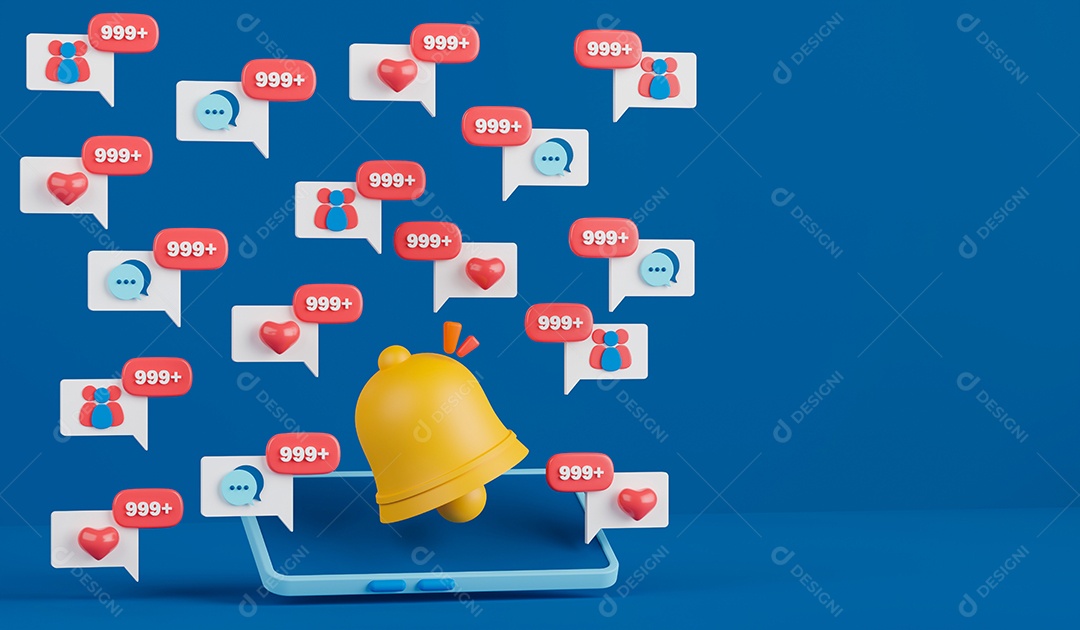 Renderização 3D Conceito notificações de aplicativos virtuais