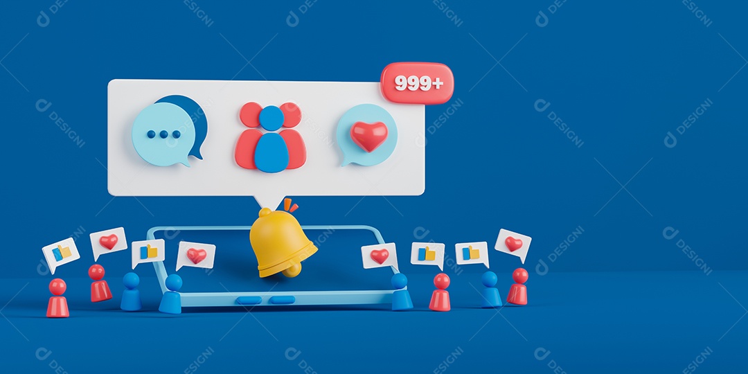 Renderização 3D Conceito notificações de aplicativos virtuais