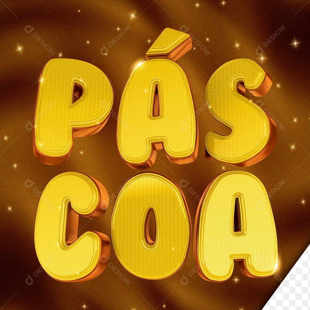 Texto 3D Páscoa Dourado PSD