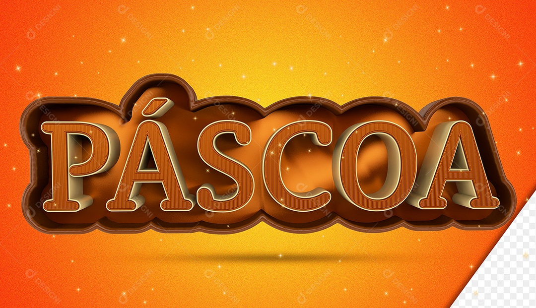 Texto 3D Páscoa Contorno Chocolate PSD