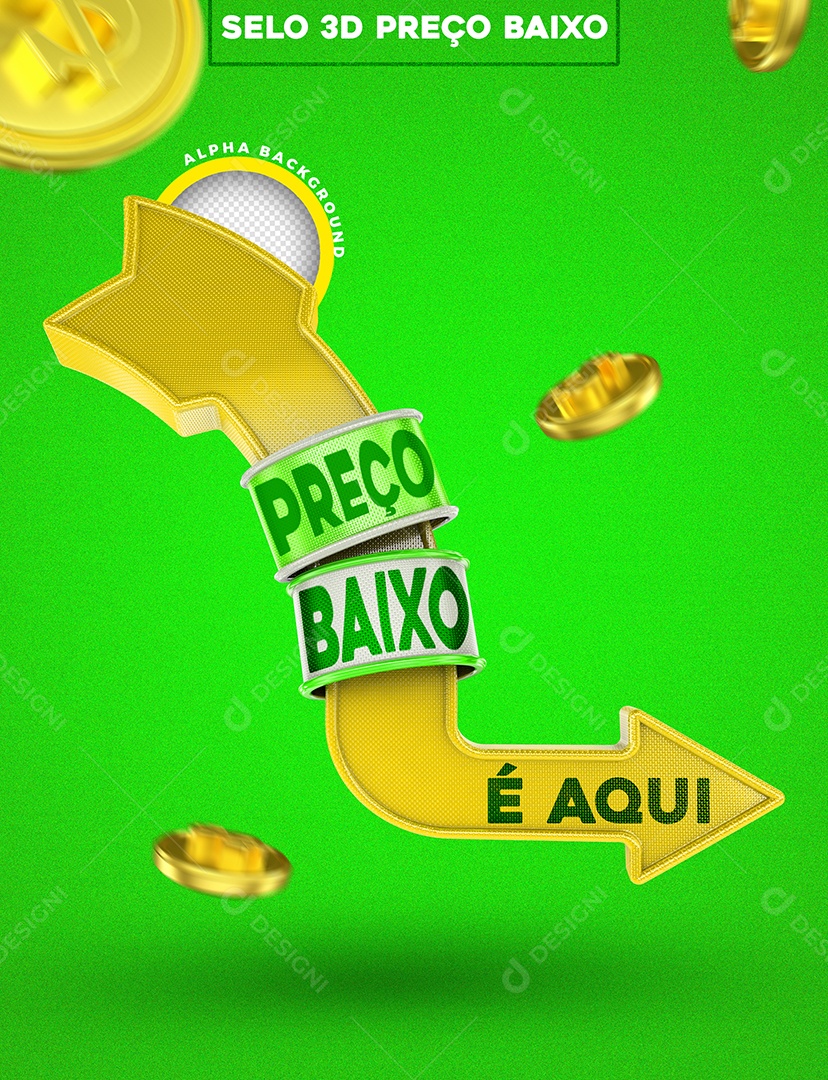 Selo 3D Preço Baixo Para Composição PSD