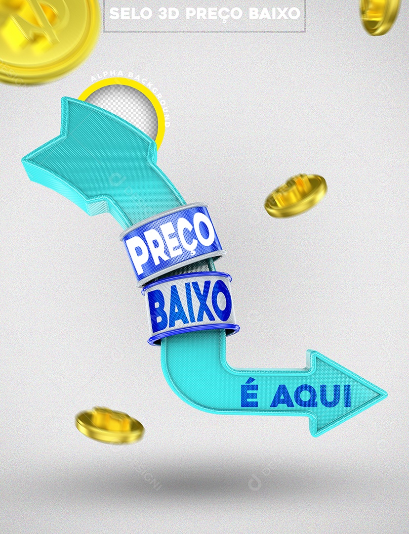 Selo 3D Preço Baixo Para Composição PSD