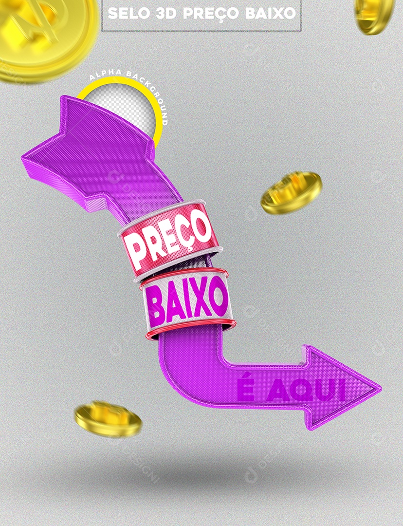 Selo 3D Preço Baixo Para Composição PSD