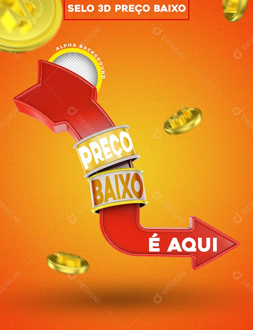 Selo 3D Preço Baixo Para Composição PSD