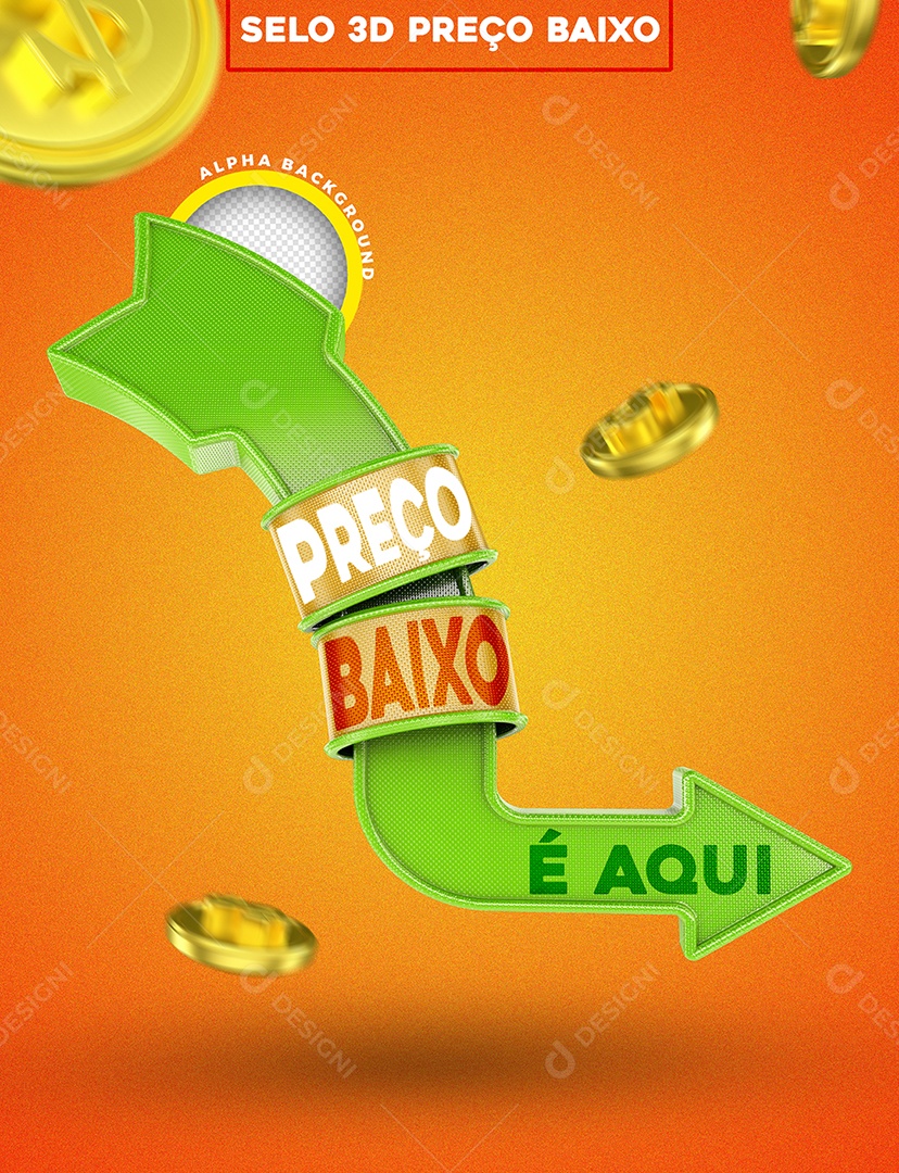 Selo 3D Preço Baixo Para Composição PSD