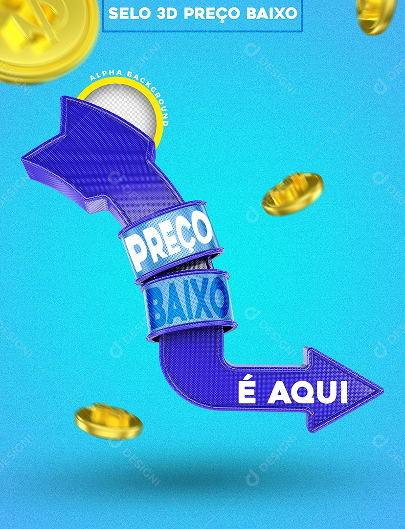 Selo 3D Preço Baixo Para Composição PSD