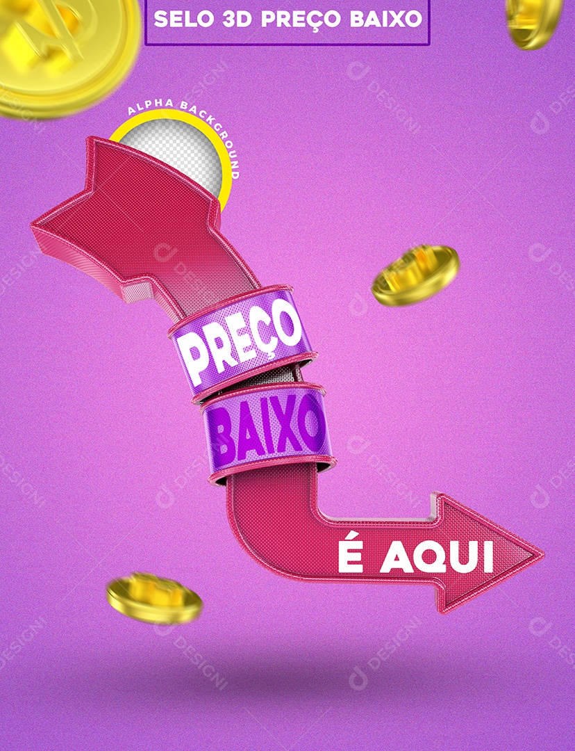 Selo 3D Preço Baixo Para Composição PSD