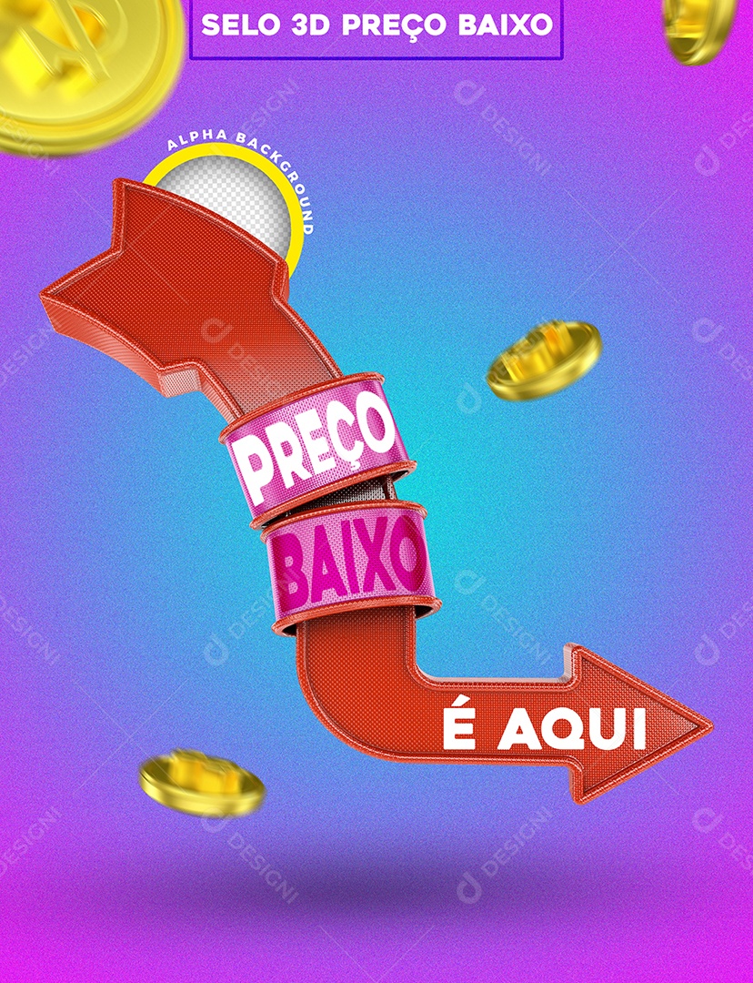 Selo 3D Preço Baixo Para Composição PSD