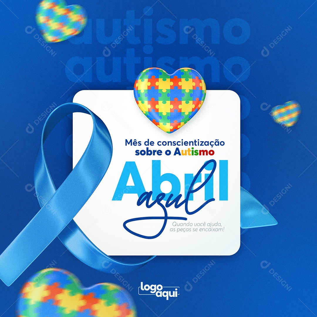 Mês De Conscientização Sobre O Autismo Abril Azul Social Media PSD Editável