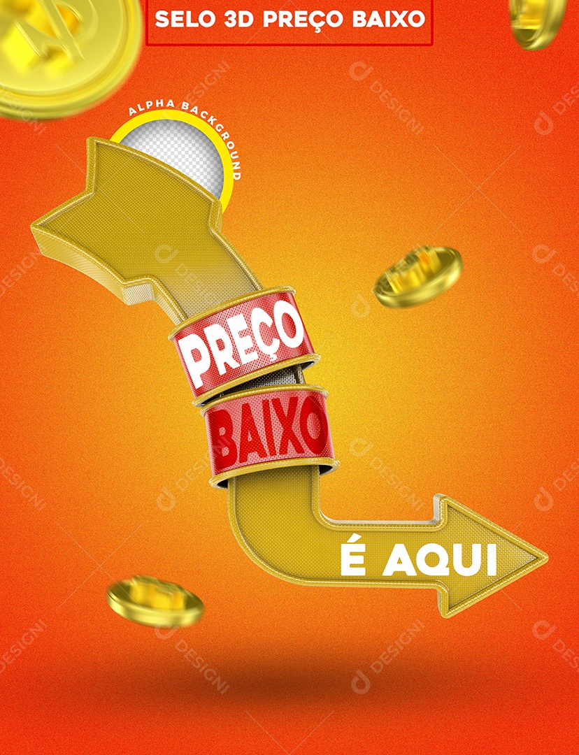 Selo 3D Preço Baixo Para Composição PSD