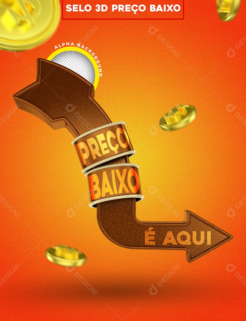 Selo 3D Preço Baixo Para Composição PSD