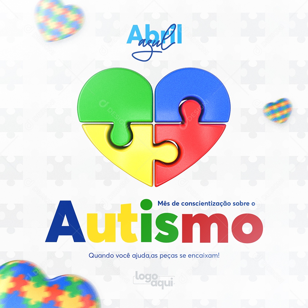 Quando Você Ajuda As Peças Se Encaixam Abril Azul Social Media PSD Editável