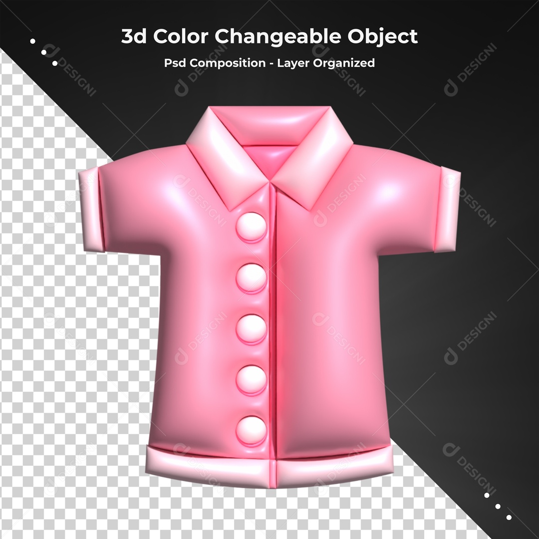 Emoji De Blusa Rosa Elemento 3D PSD