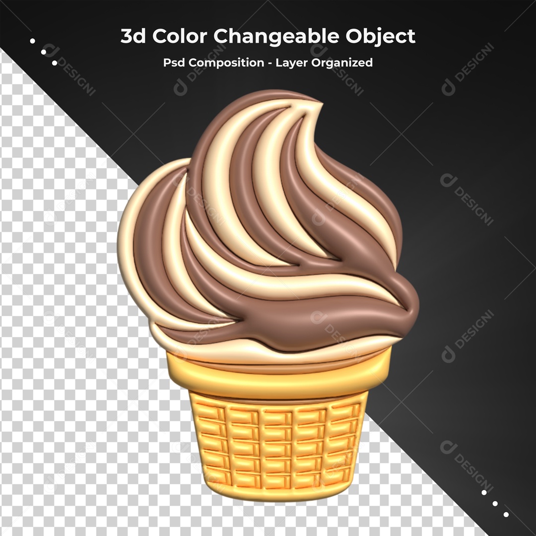 Elemento Sorvete De Casquinha Para Composição PSD
