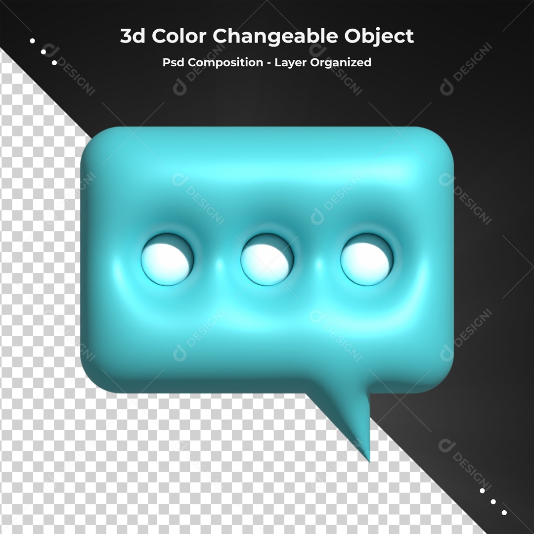 Balão De Continuação Azul Retangular Elemento 3D PSD