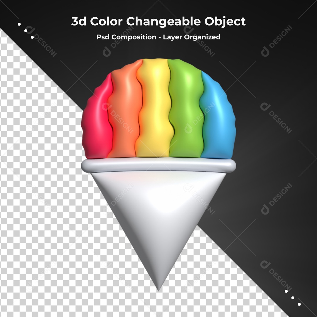 Emoji De Sorvete Colorido Elemento 3D Para Composição PSD