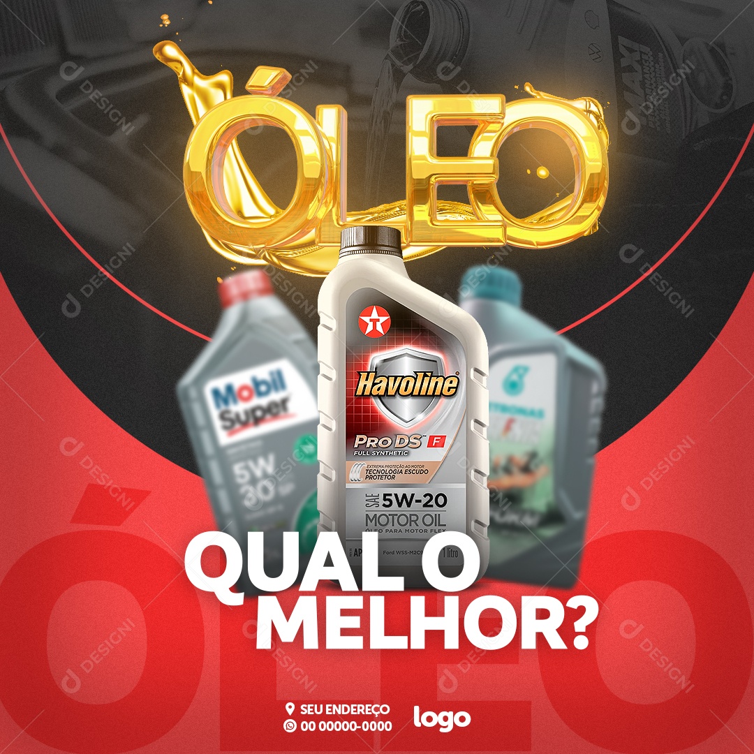 Óleo Qual O Melhor Oficina Mecânica Social Media PSD Editável