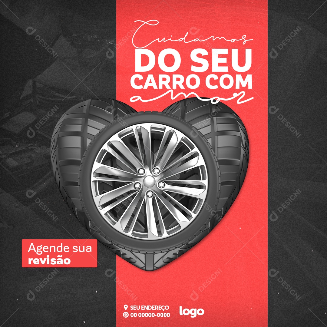 We Care For Your Car With Love Schedule Your Review Mechanical Workshop Social Media Editable PSD