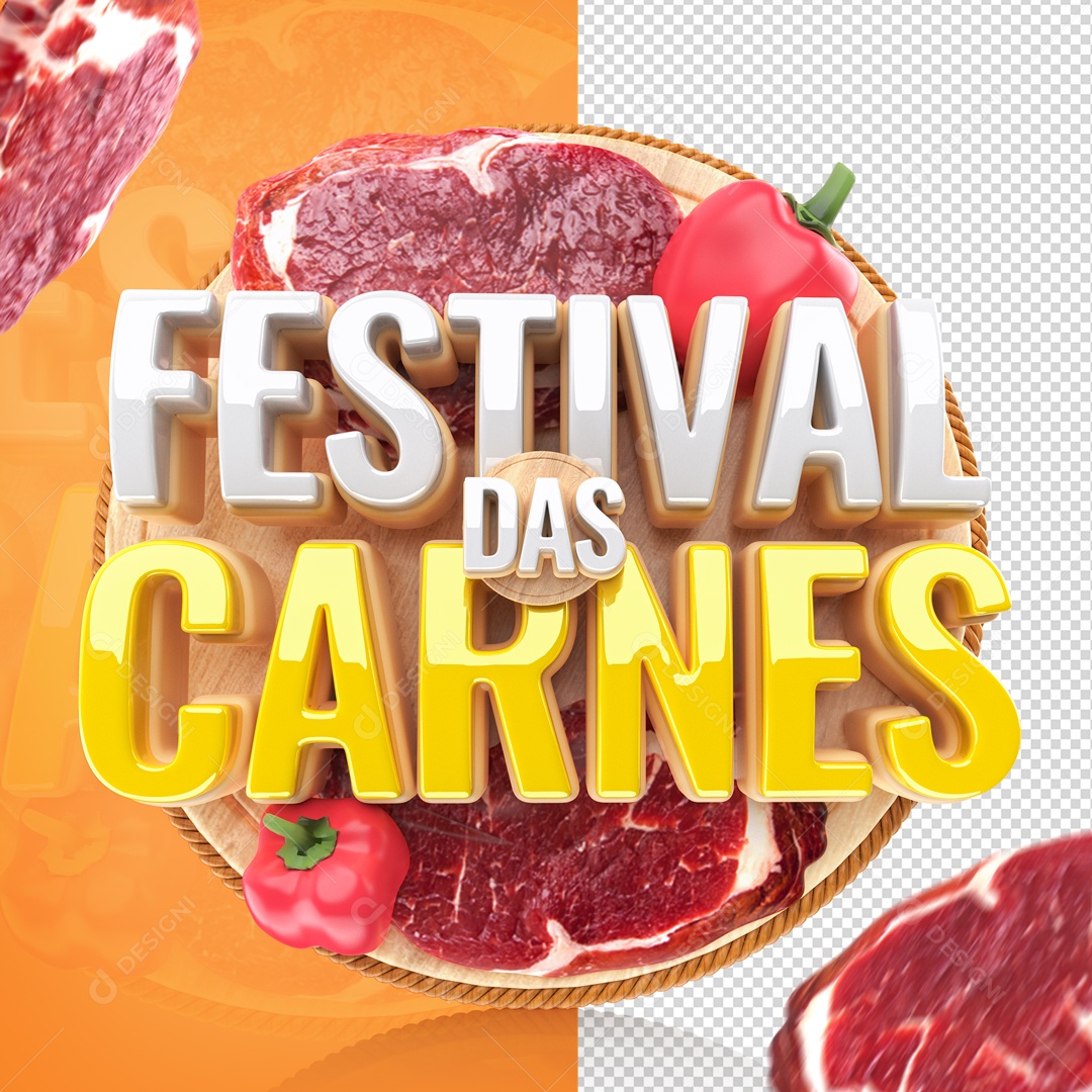 Festival Das Carnes Selo 3D Para Composição PSD