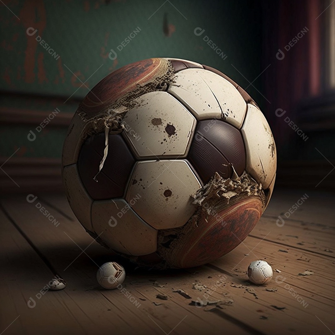 Bola de futebol estragada