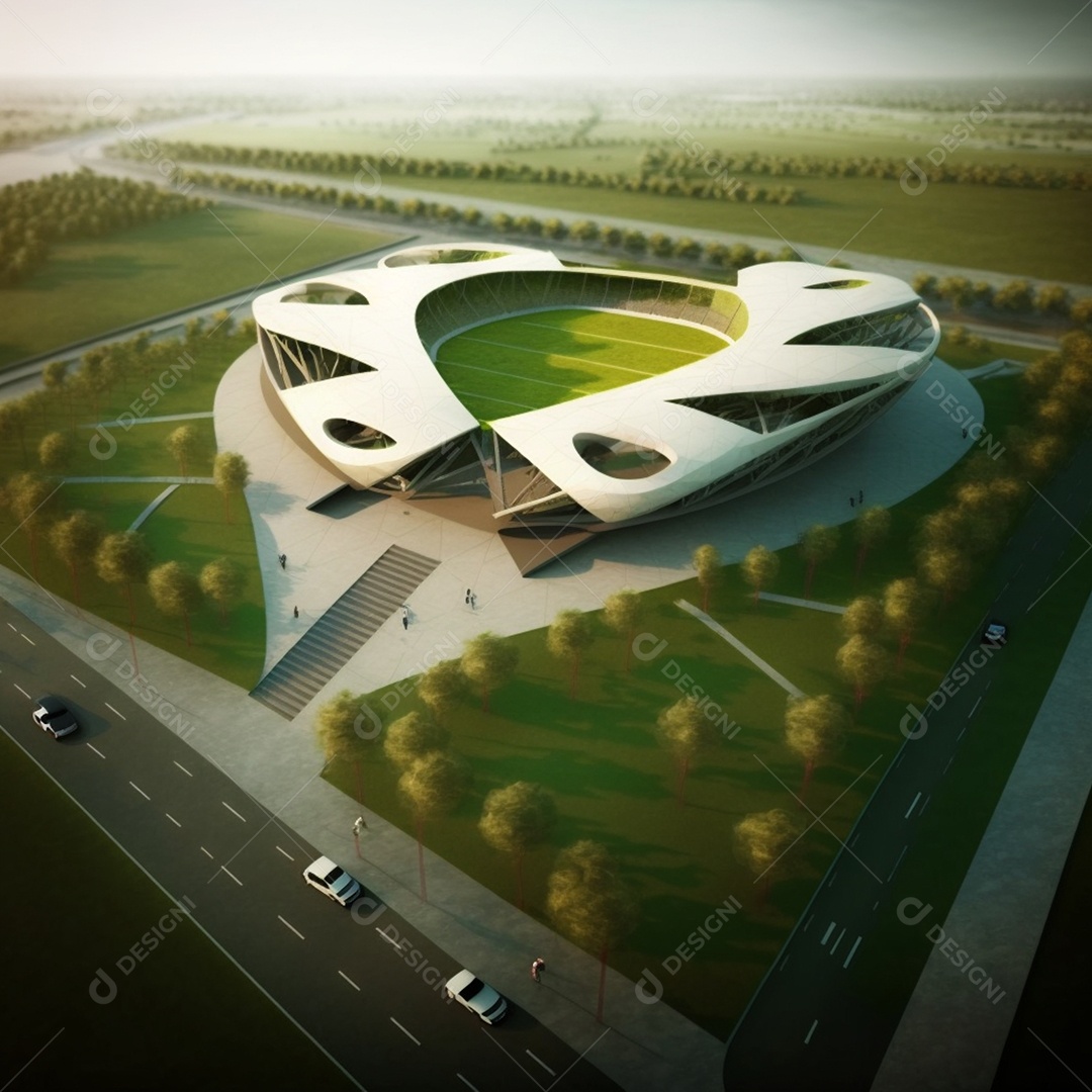 Vista aérea de campo de futebol