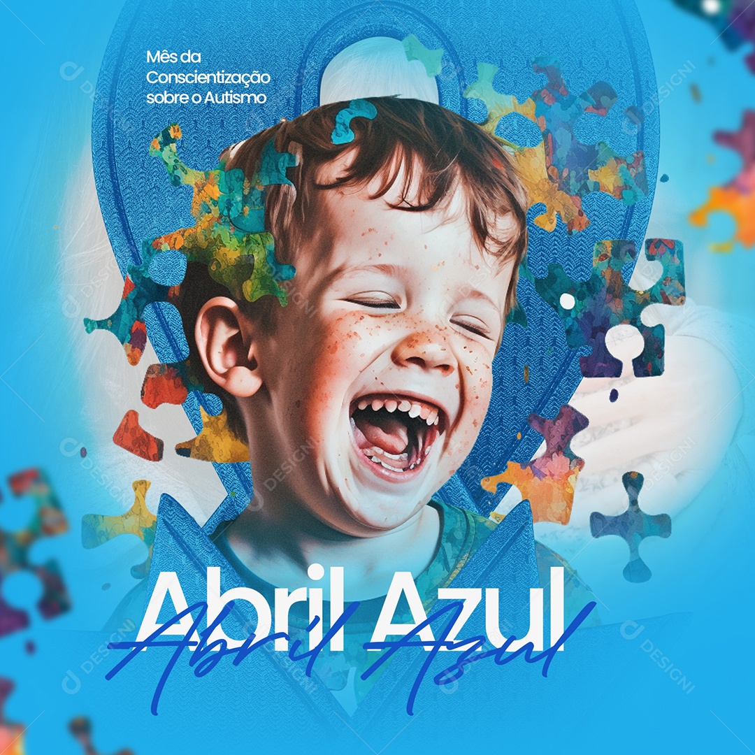 Autism Awareness Month April Azul Social Media PSD Editable