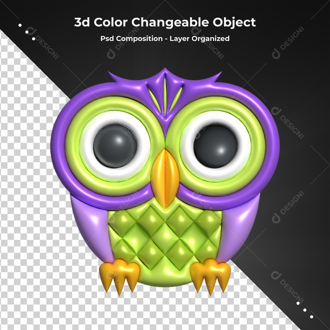 Emoji De Coruja Roxa Elemento 3D Para Composição