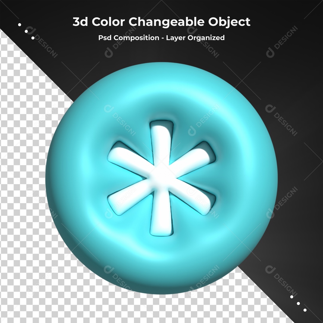 Balão Azul De Símbolo Asterisco Elemento 3D Para Composição PSD