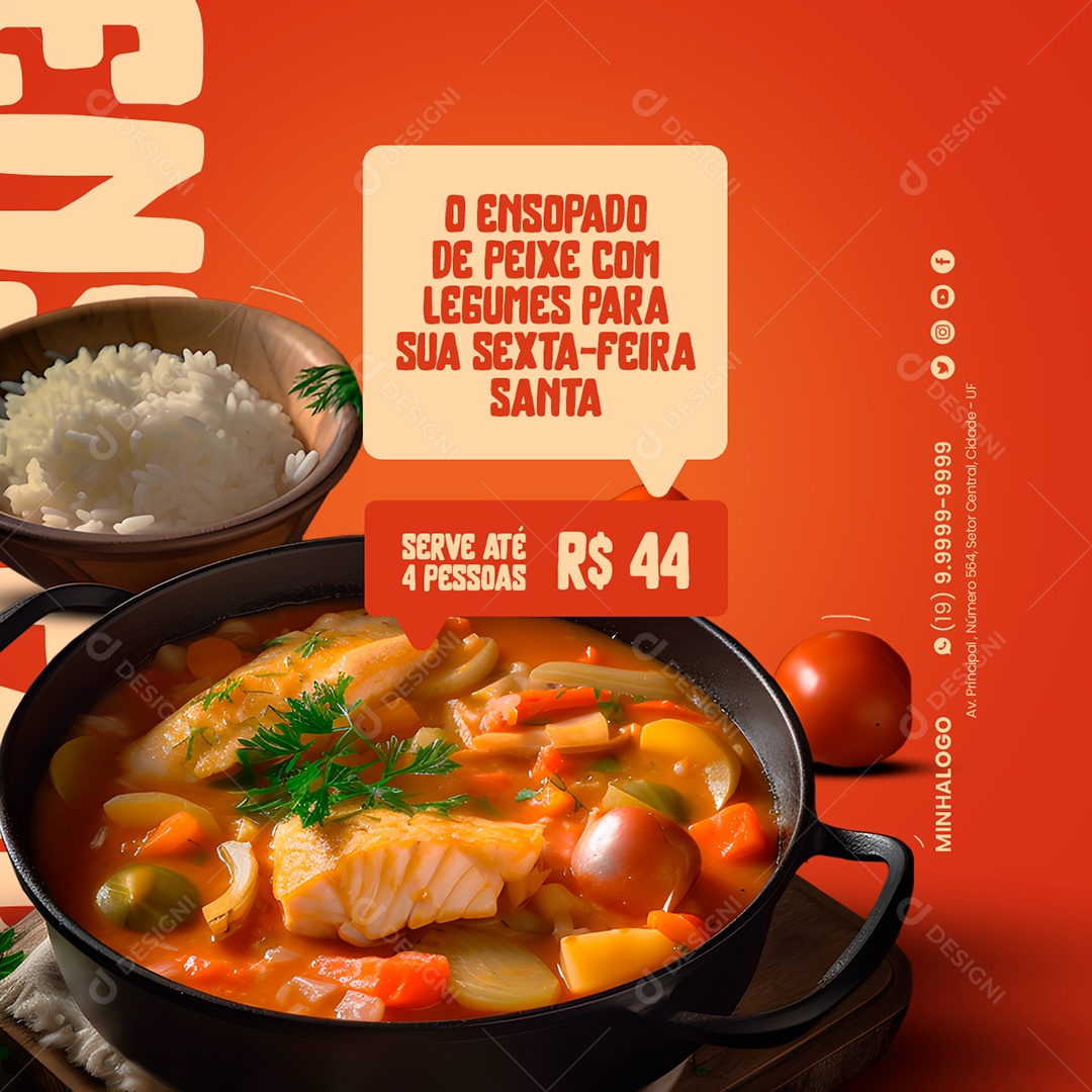 O Ensopado De Peixe Com Legumes Sexta-Feira Santa Restaurante Social Media PSD Editável