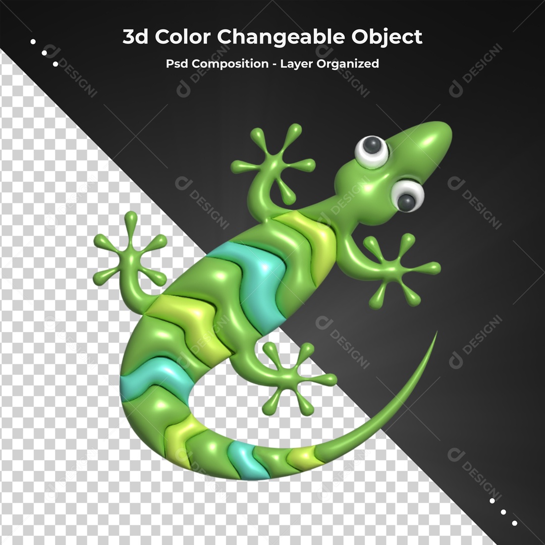 Elemento De Lagartixa Verde Para Composição PSD