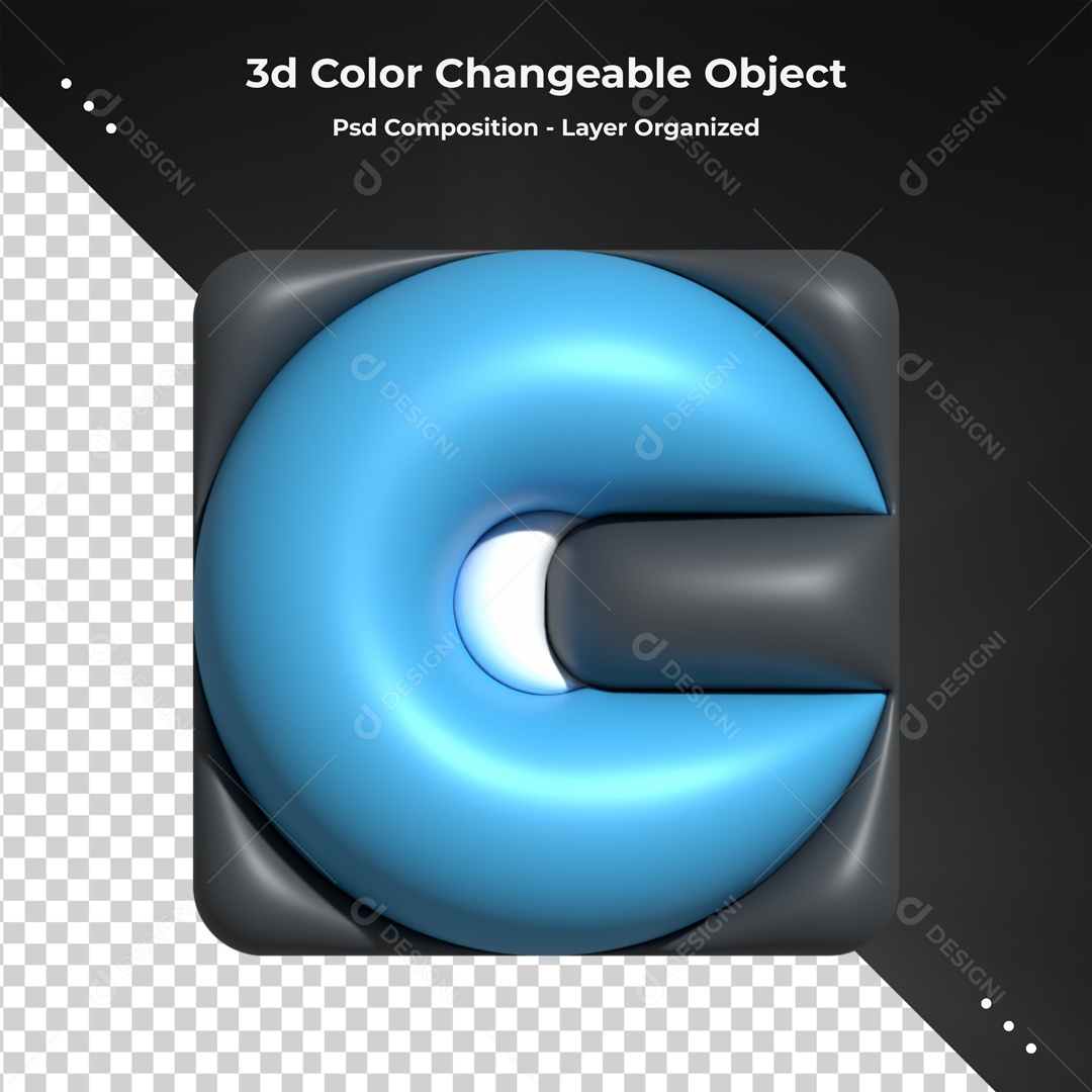 Icone Azul E Preto Elemento 3D PSD