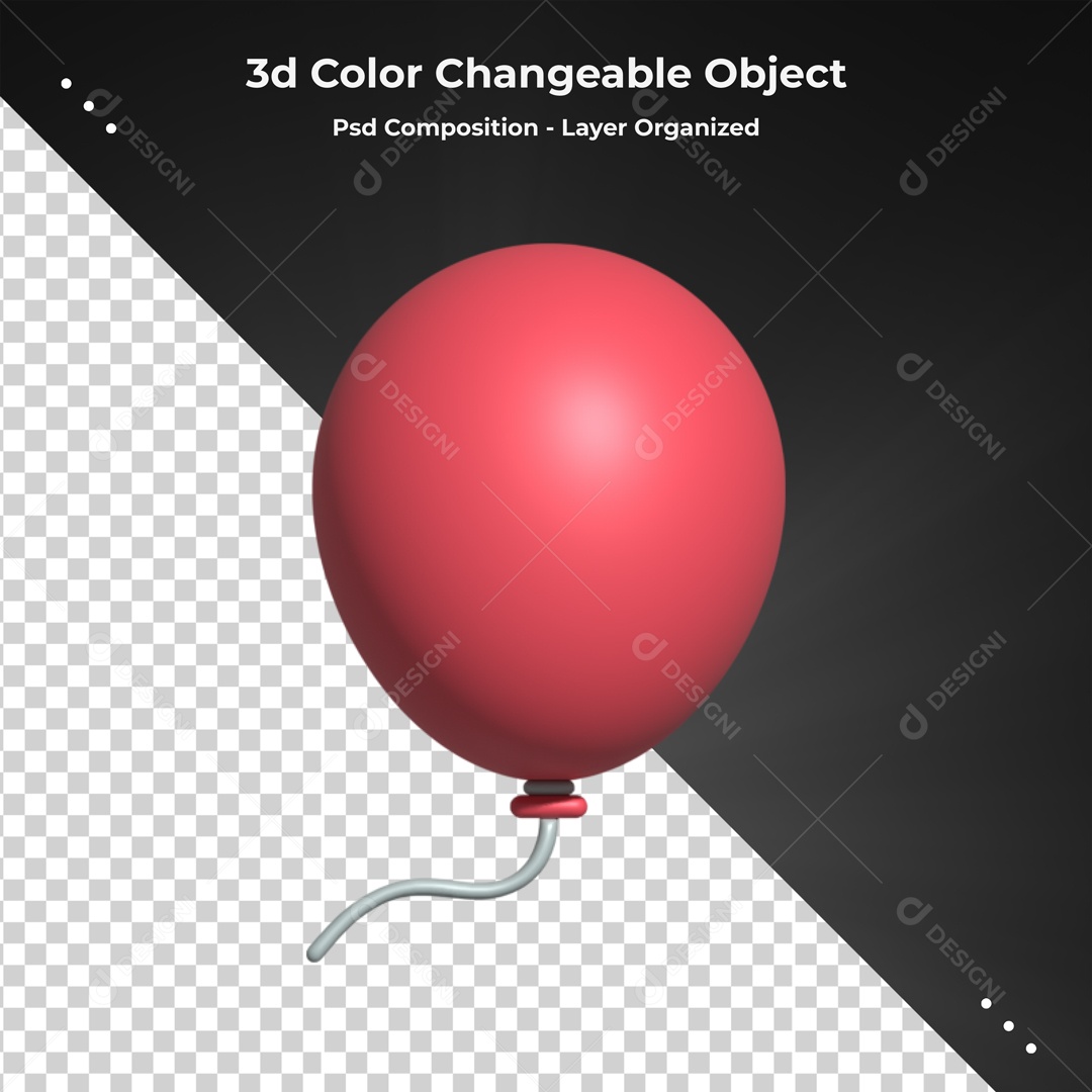 Icone De Balão Vermelho Elemento 3D PSD