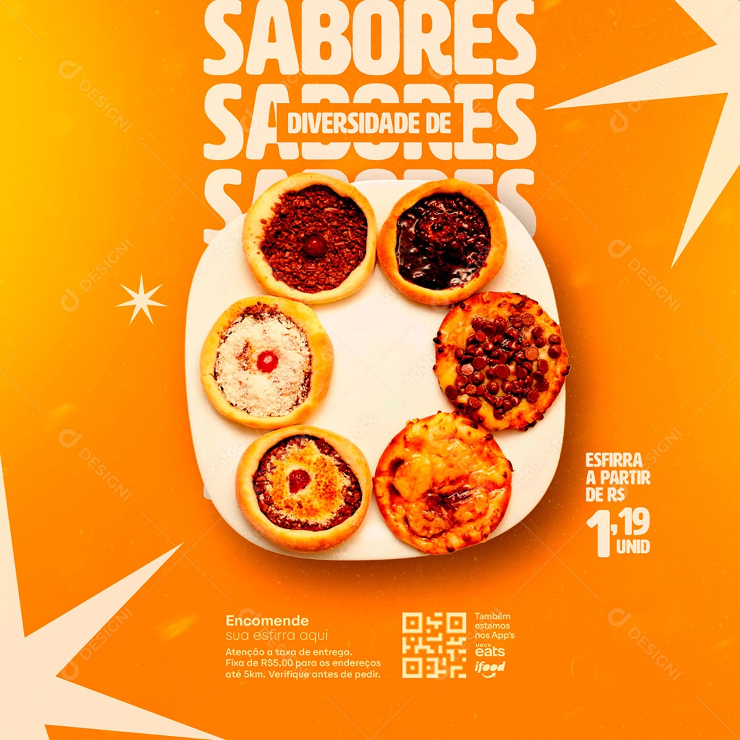 Diversidade De Sabores Esfirra Esfiharia Social Media PSD Editável
