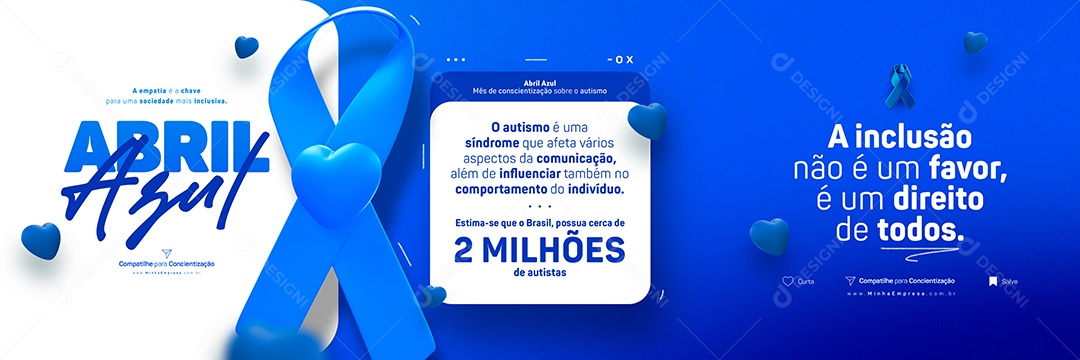 A Inclusão Não é Um Favor é Um Direito De Todos Abril Azul Carrossel Social Media PSD Editável