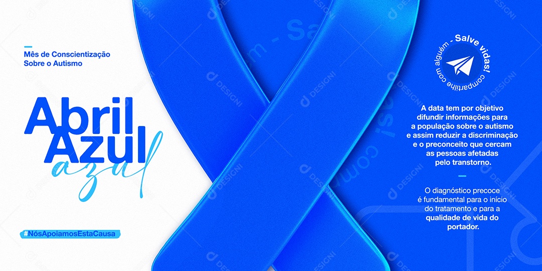 Abril Azul Mês de Conscientização do Autismo Social Media PSD Editável