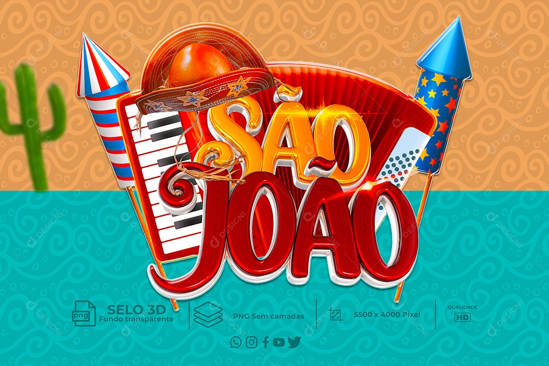 Selo 3D Para Composição São João PNG Transparente