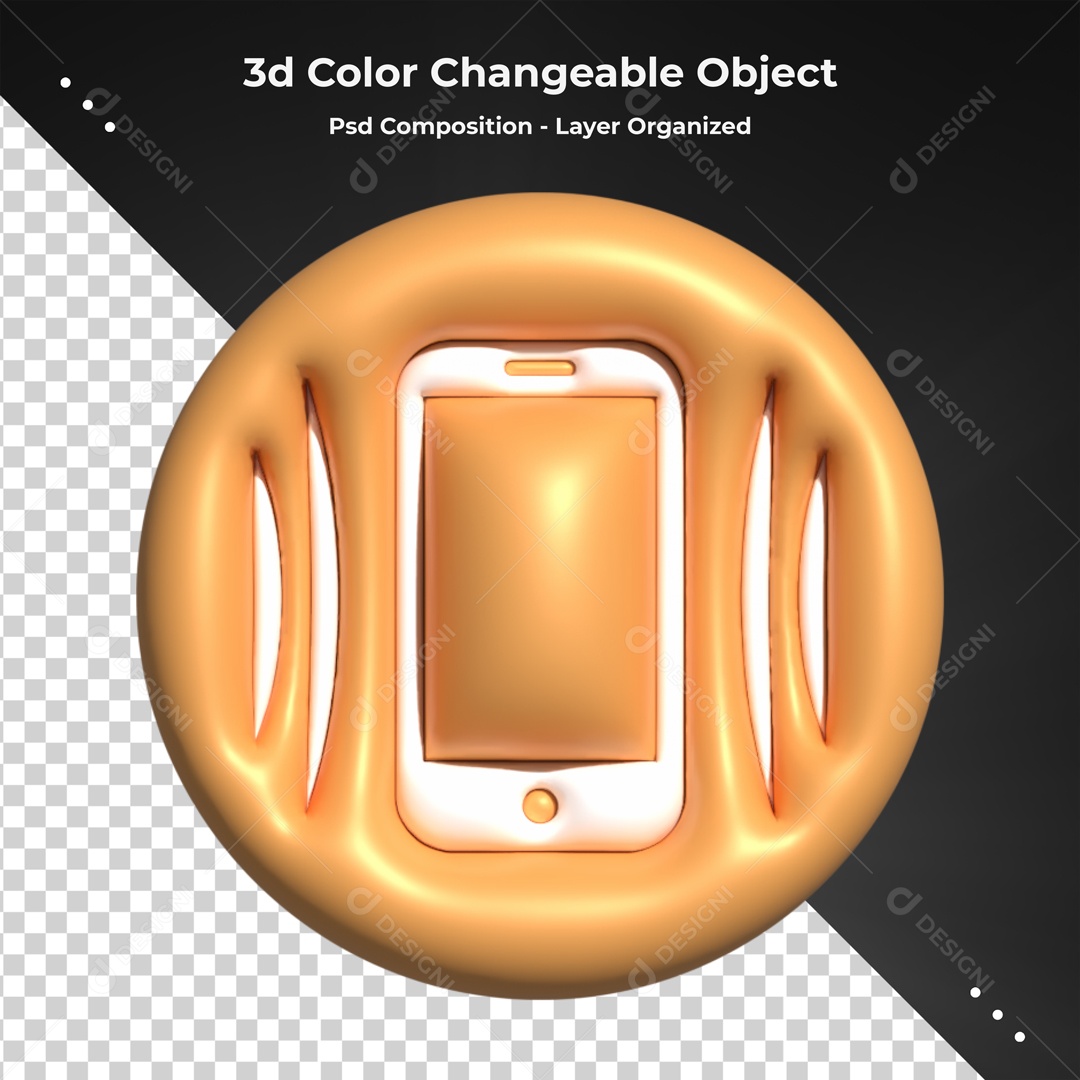 Icone redondo De Celular Elemento 3D PSD