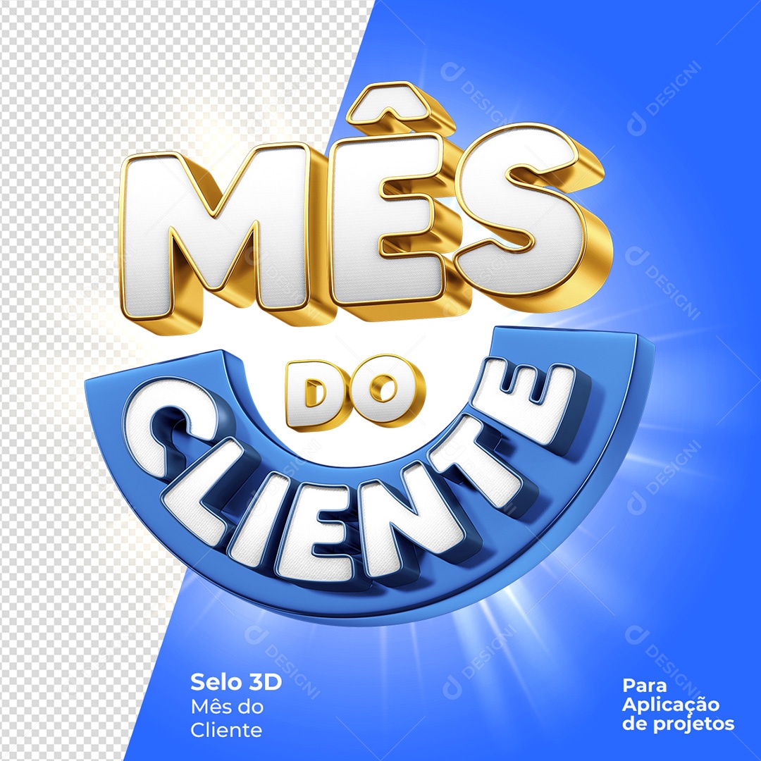 Mês do Cliente Selo 3D Para Composição PSD