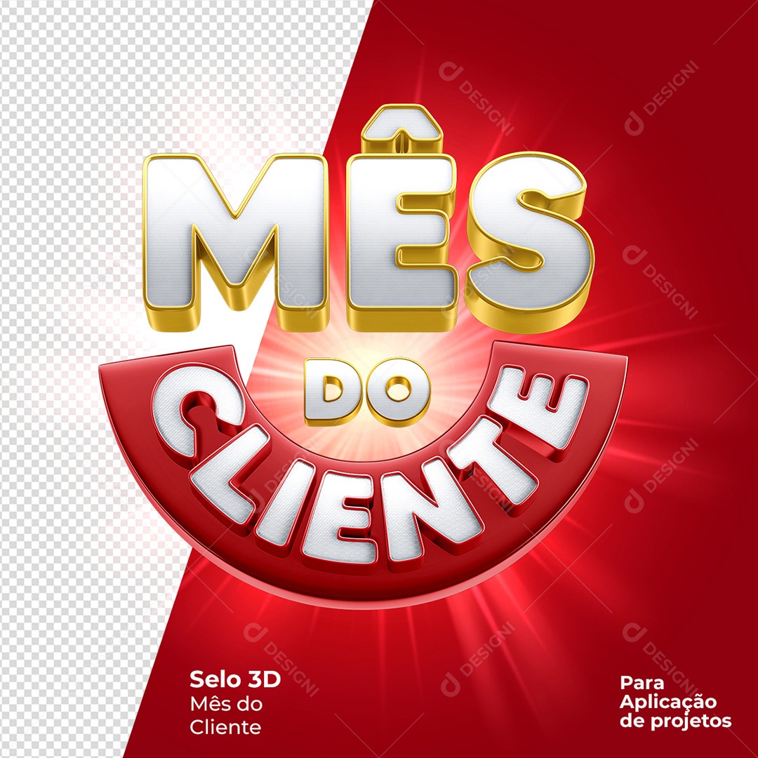 Mês do Cliente Selo 3D Para Composição PSD