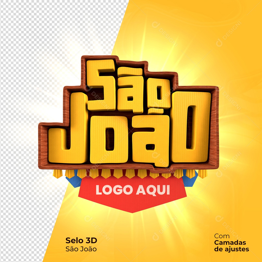 Selo 3D São João Logo Editável PSD