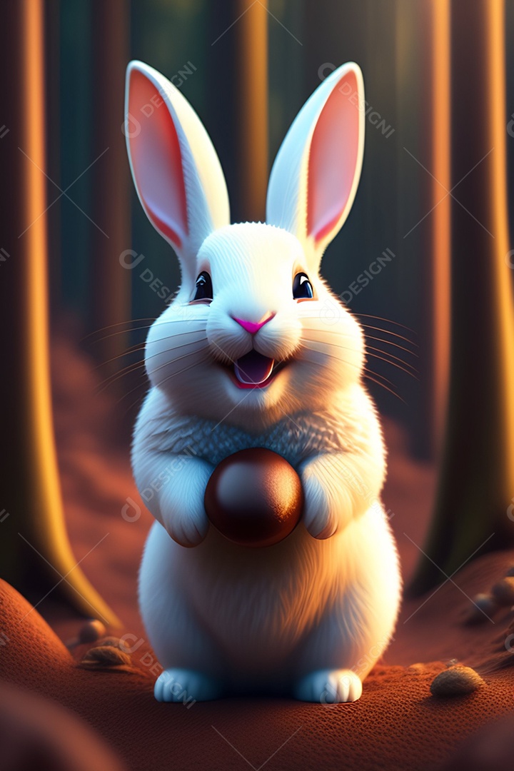 Coelho da páscoa sobre fundo desfocado