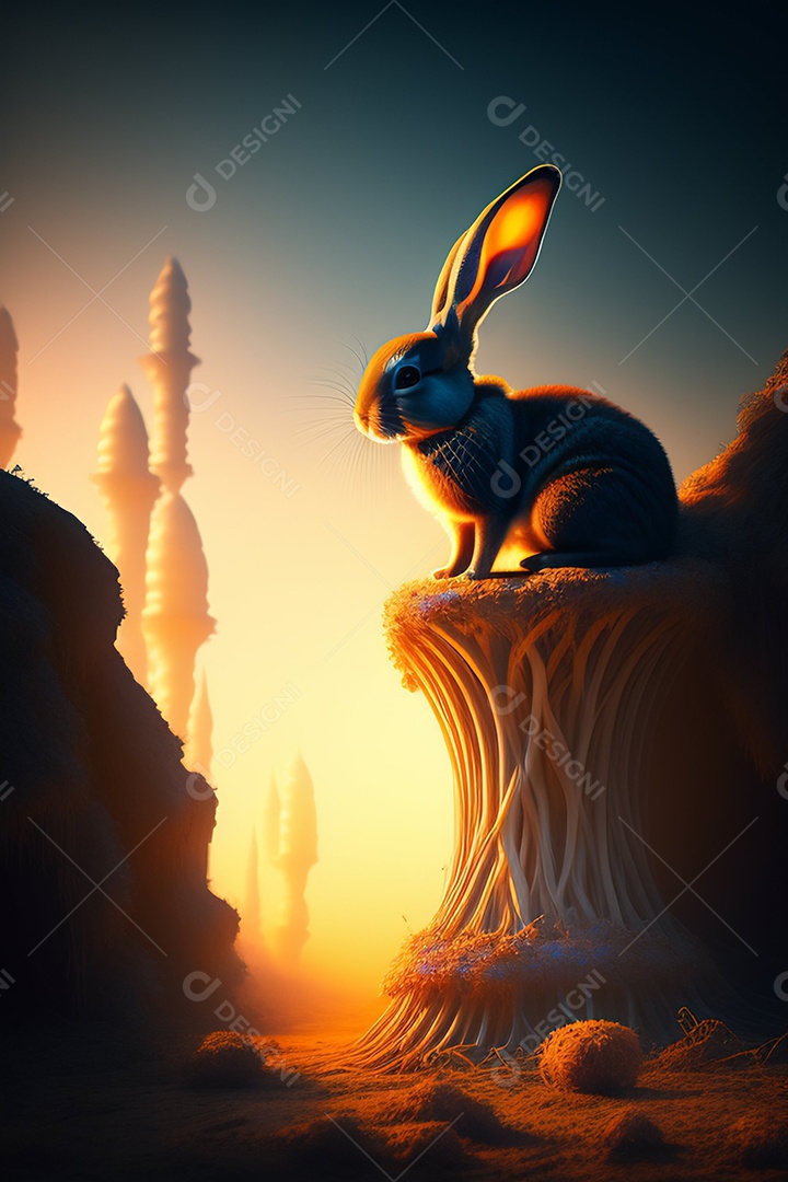 Coelho da páscoa sobre fundo desfocado