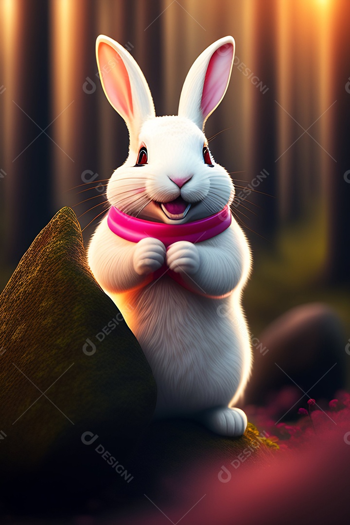 Coelho da páscoa sobre fundo desfocado