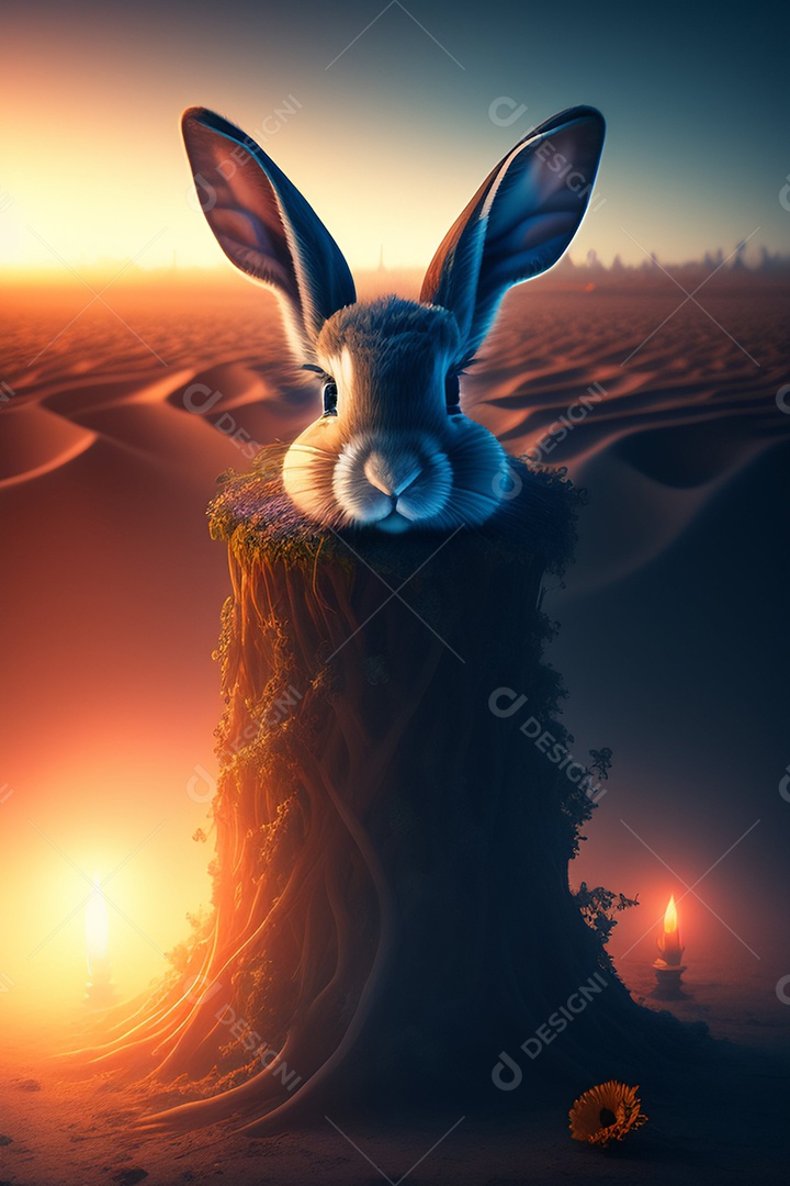 Coelho da páscoa sobre fundo desfocado